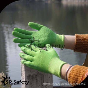 SRSAFETY 15G knitted nylon & spandex liner foam work latex gloves/dipped latex glove/ safety latex gloves